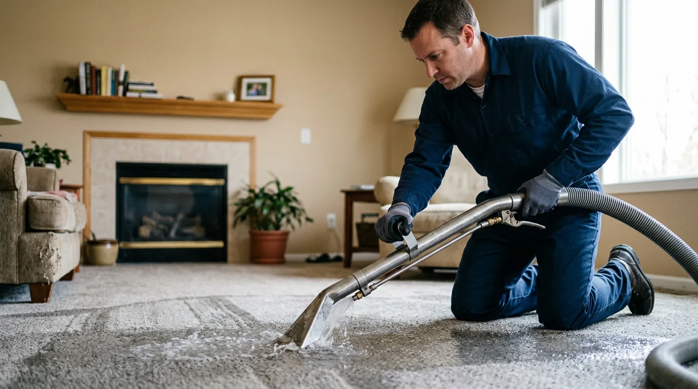 Water damage restoration technician working near Deep River, CT